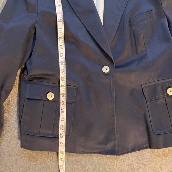 Brooksfield Donna Womens Blazer Size 7 Navy Blue One Button Long Sleeves - Picture 8 of 9